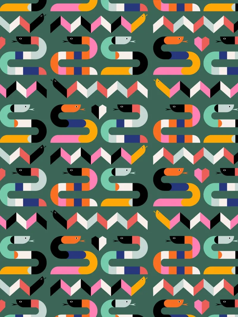 Rainbow Snakes poster con telaio in legno da susanapaz
