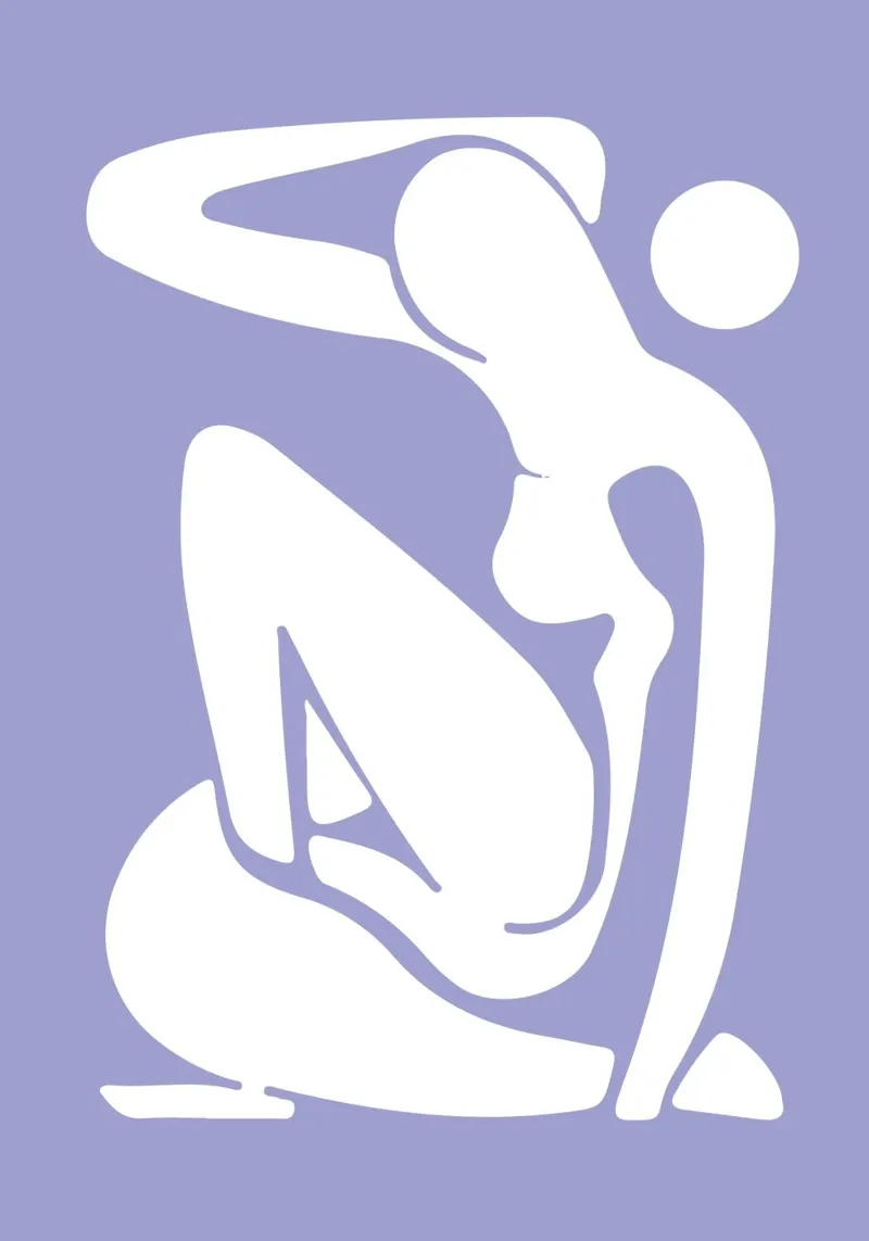 Henri Matisse, Uitgesneden vrouwen abstracte kunst, Blauw poster van pdigitalprints