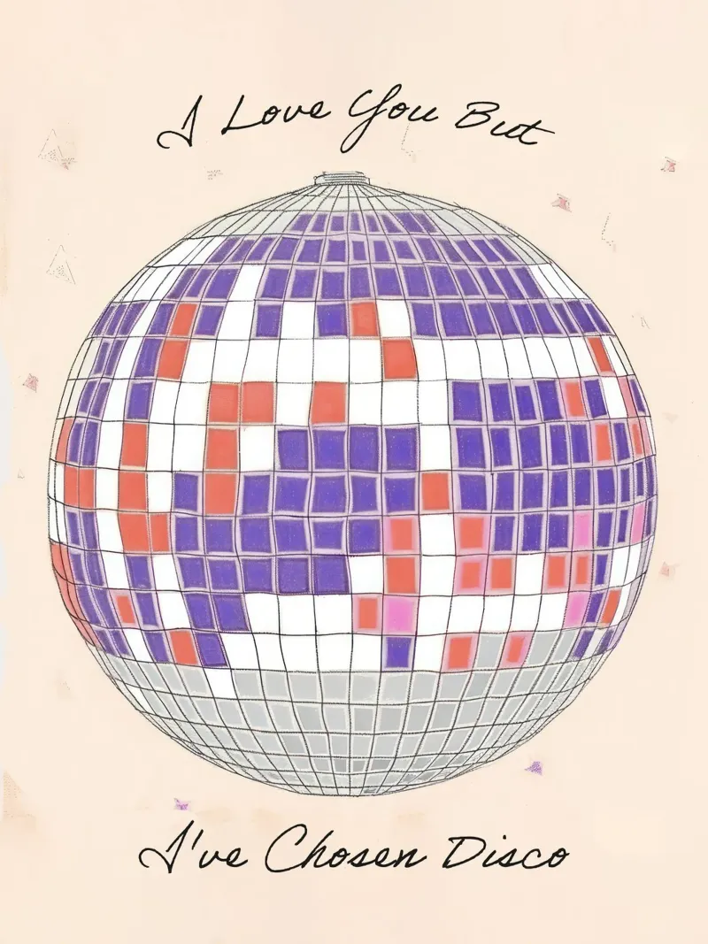I love you but I've Chosen Disco Quote Disco Ball tela con Cornice a cassetta da Peaches Art Prints