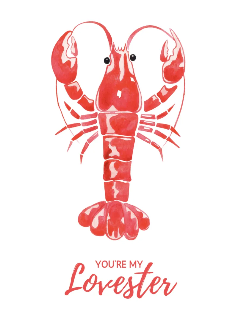 Du bist mein Liebster, Hummer, Valentines Zitat Geschenk Leinwand mit Schattenfugenrahmen von Peaches Art Prints