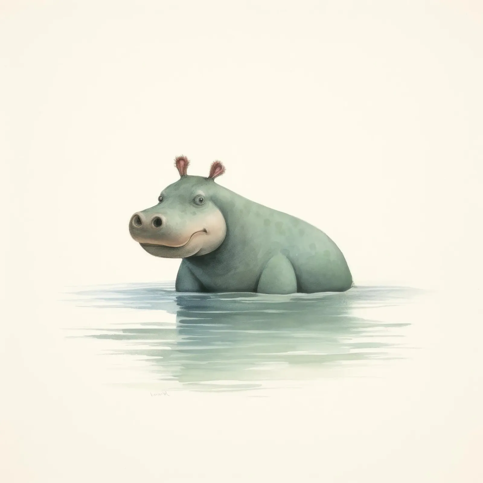 Ippopotamo minimo 3 pellicola backlit da Minimal Animal Art