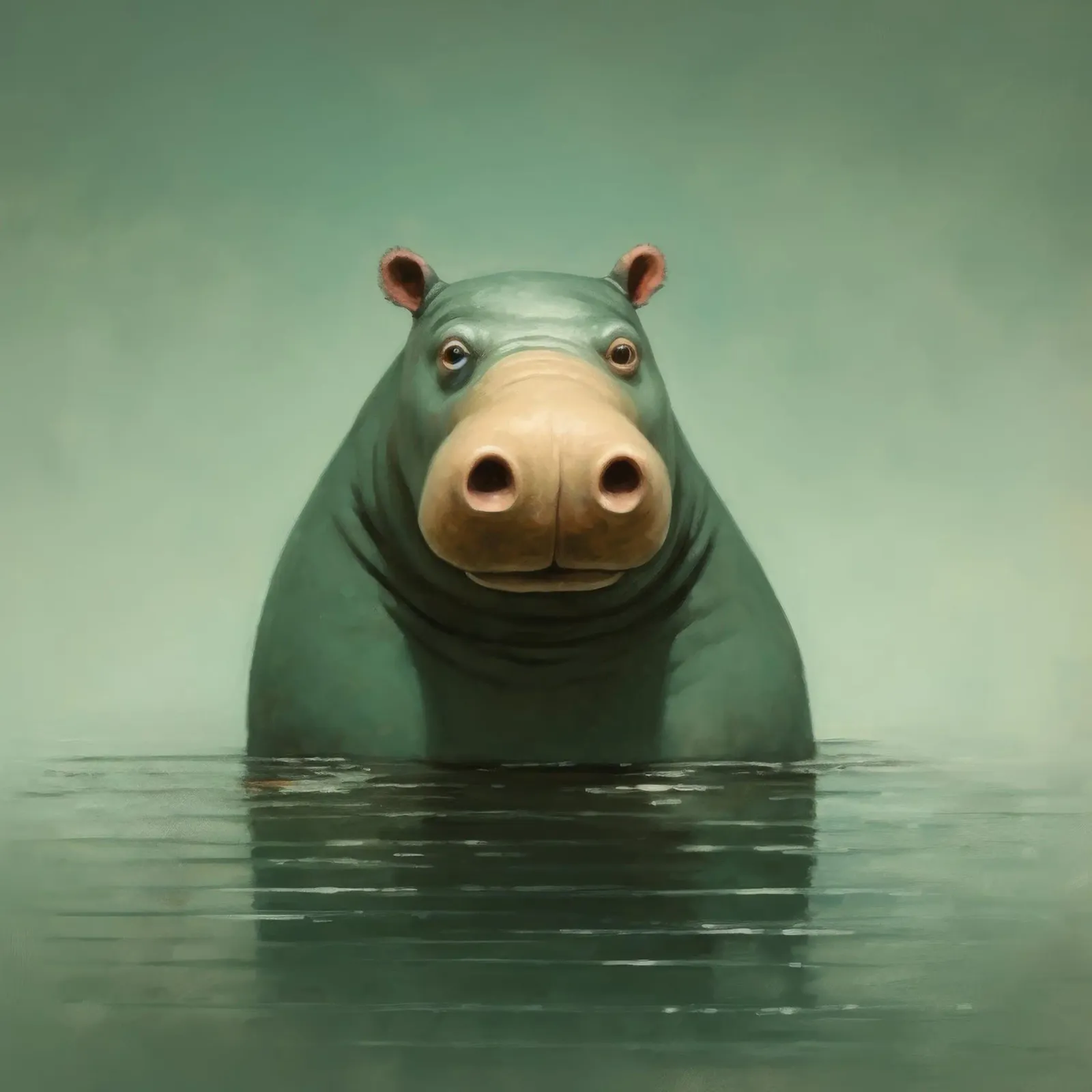 Minimal Nilpferd 1 Hahnemühle von Minimal Animal Art