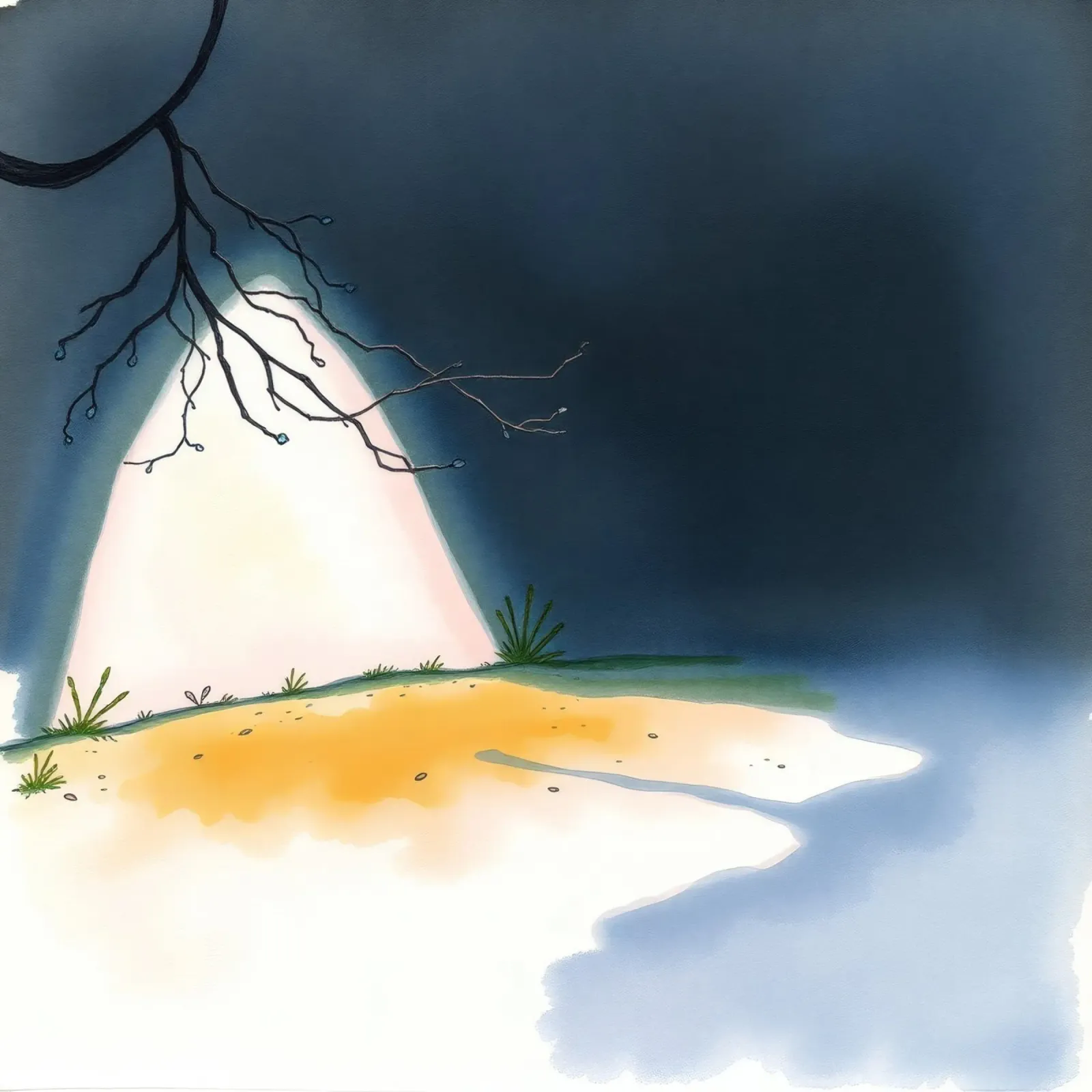 Illuminated patch of ground under a dark sky poster by DesignDoodle