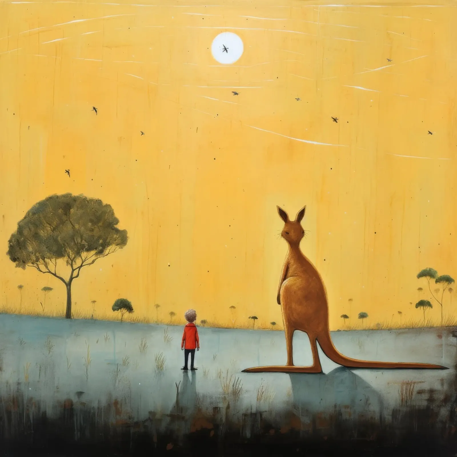 Minimal Kangaroo 4 canvas by Minimal Animal Art