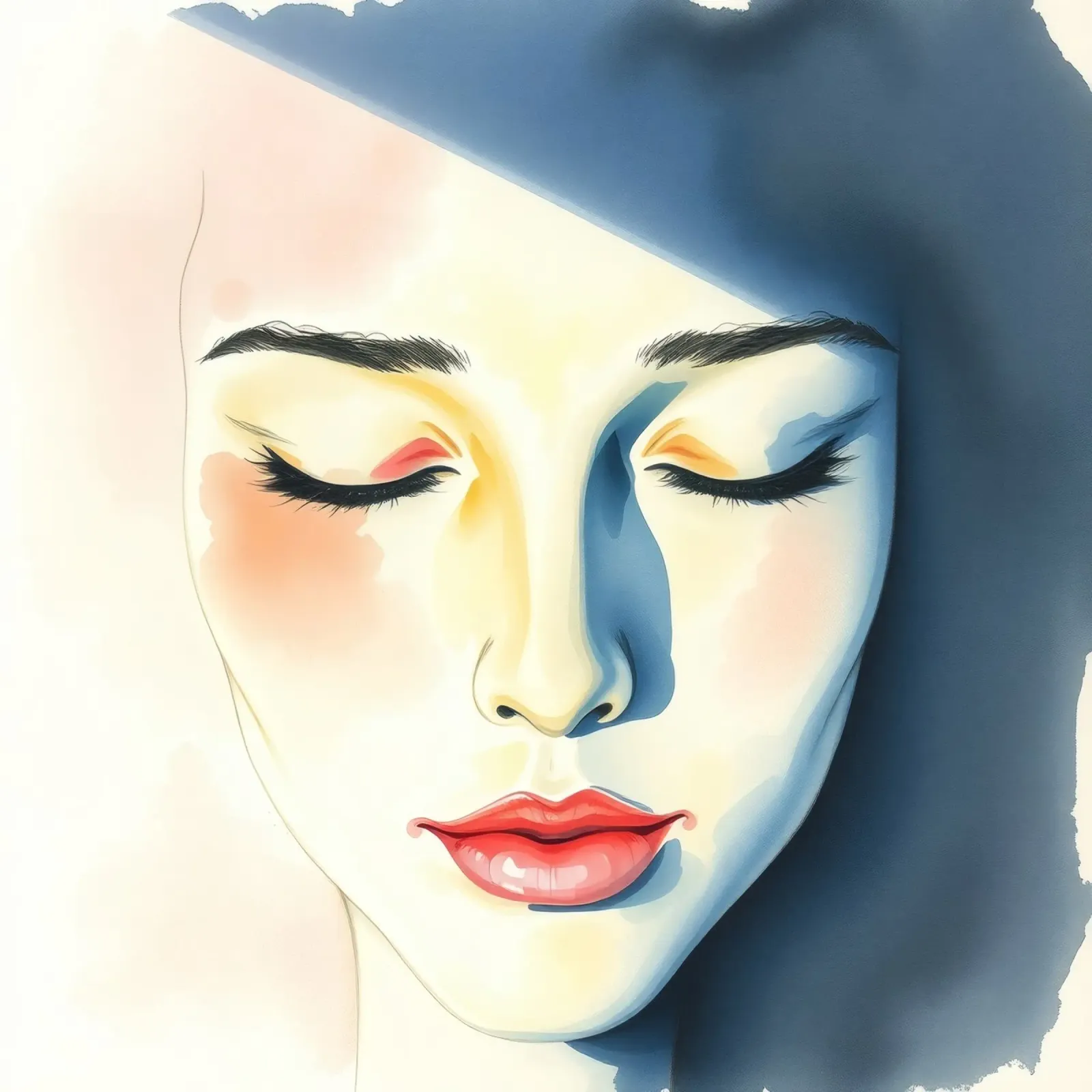 Artistic depiction of a female face with soft features canvas by DesignDoodle