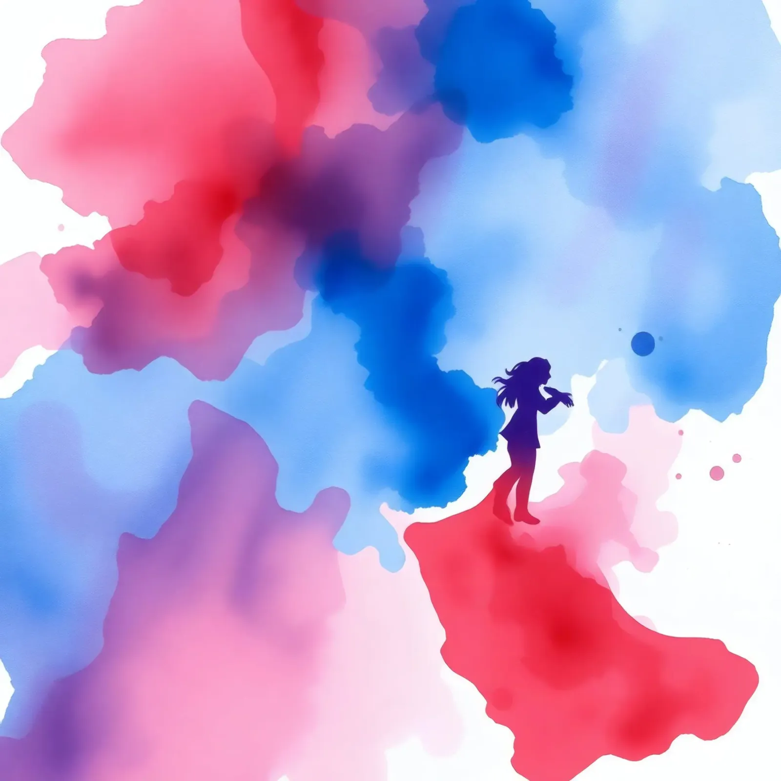 Silhouette colorata di una donna che suona uno strumento pellicola backlit da DesignDoodle