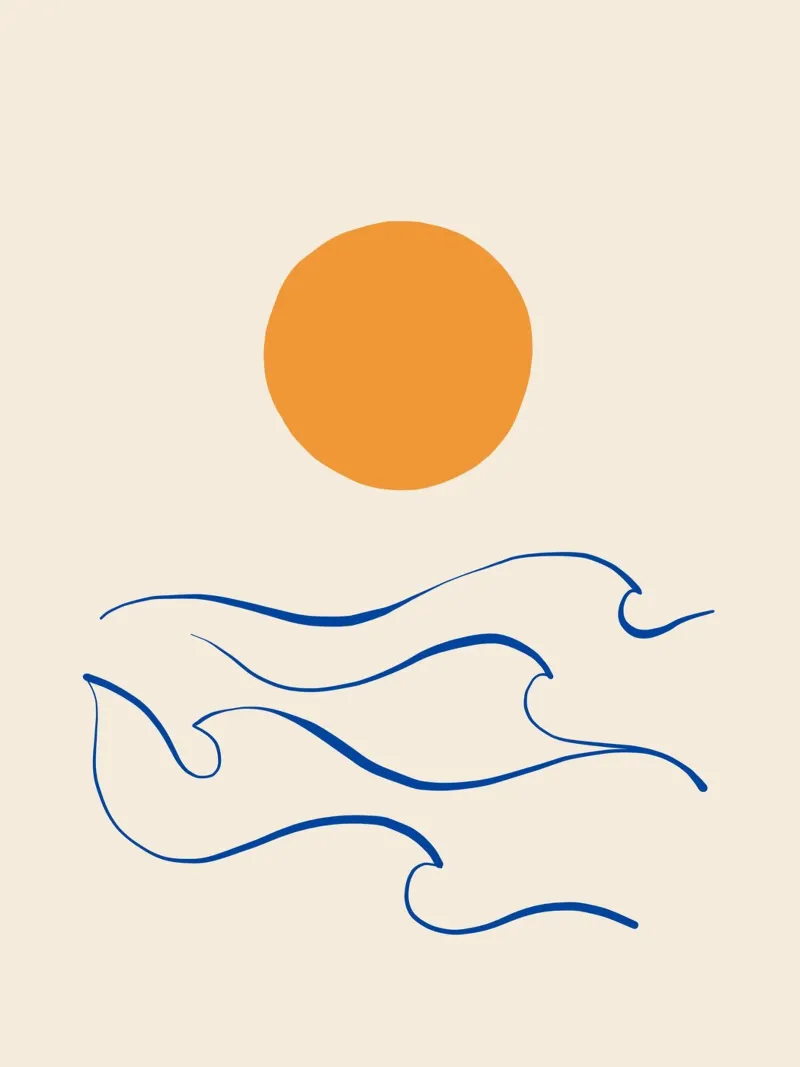 Danza del mare sotto il sole ispirata a Matisse poster con telaio in plastica da Dominique Vari