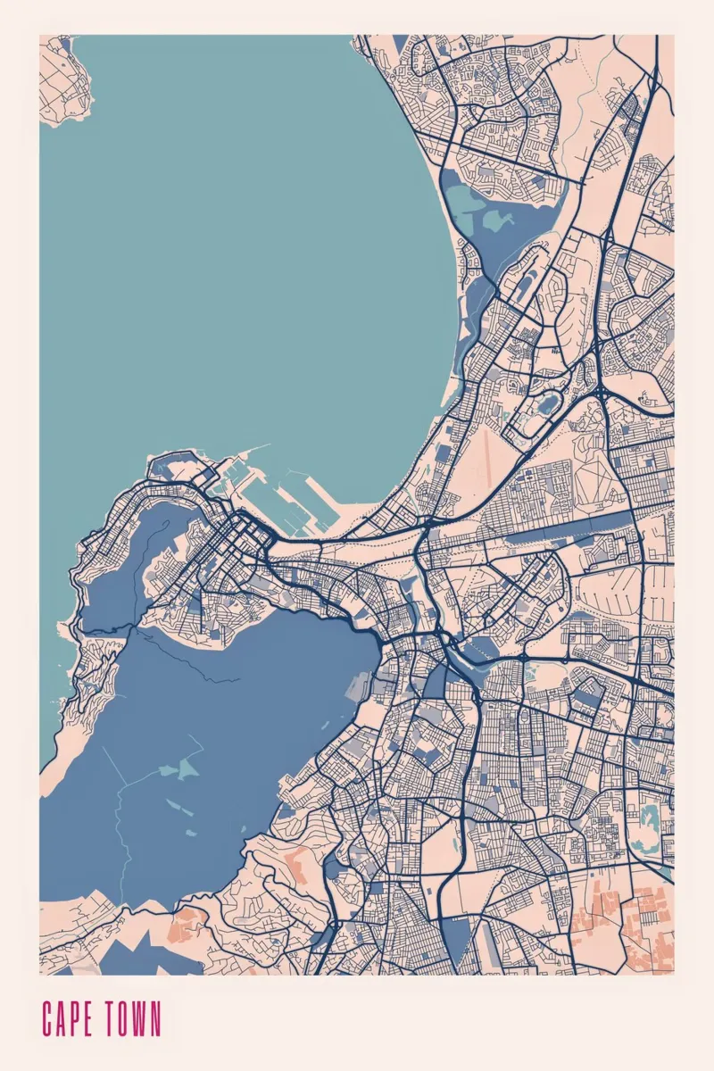 Città del Capo - città costiera poster con telaio in alluminio da MOOODZART