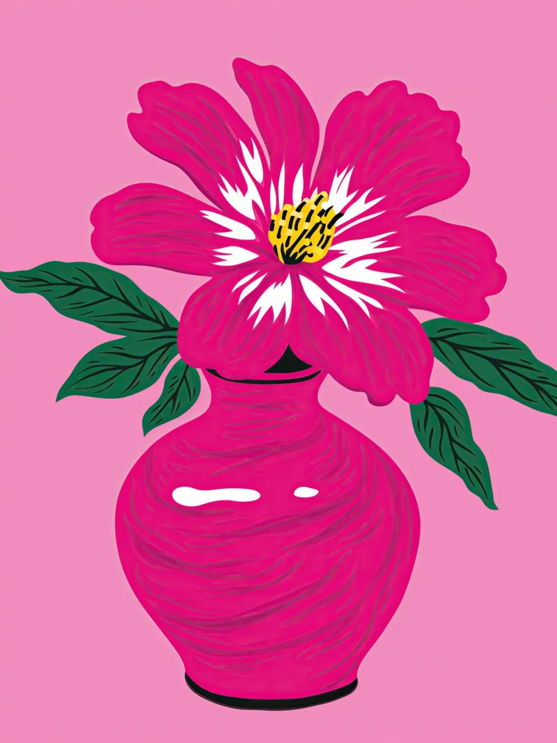 Natura morta di ibisco rosa poster con telaio in plastica da Autofocus