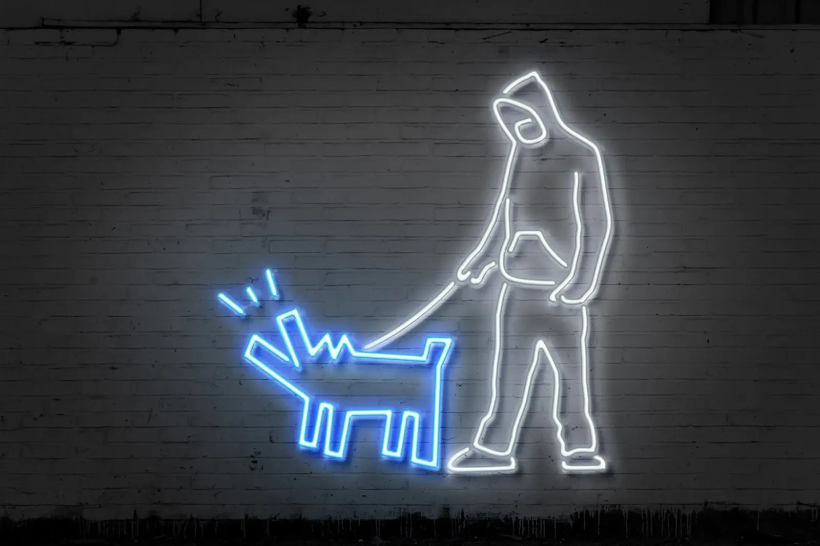 Haring Dog poster con telaio in legno da Octavian