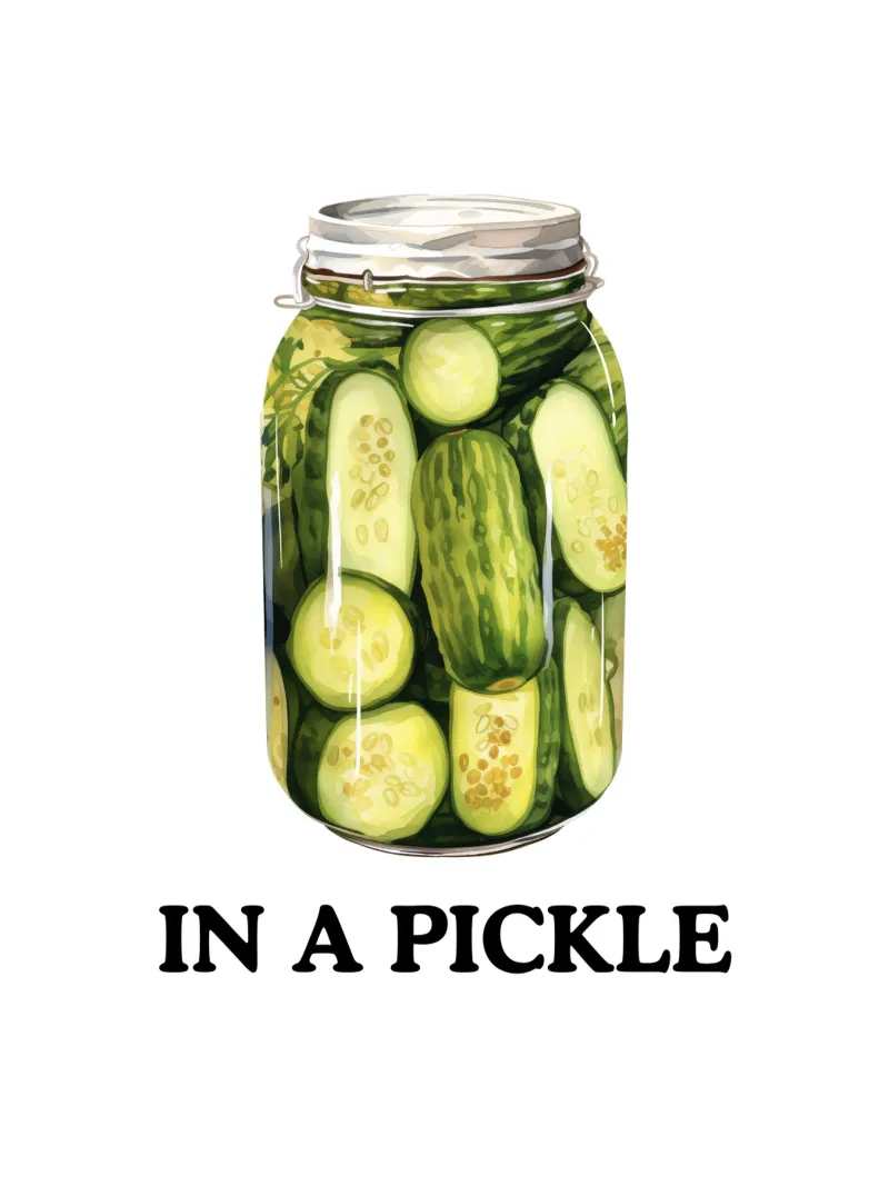 In a Pickle, Pickle Jar Art Quote lienzo con Marco flotante de Peaches Art Prints