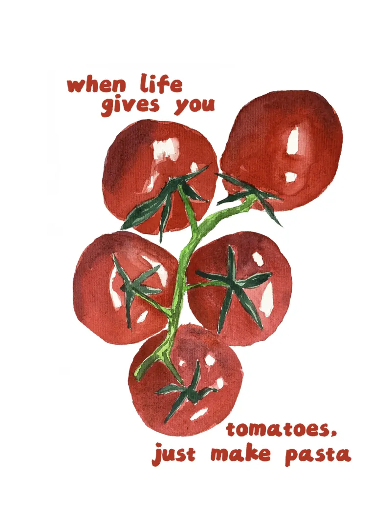 Wenn das Leben dir Tomaten gibt, mach Pasta - Zitat Hahnemühle von Peaches Art Prints