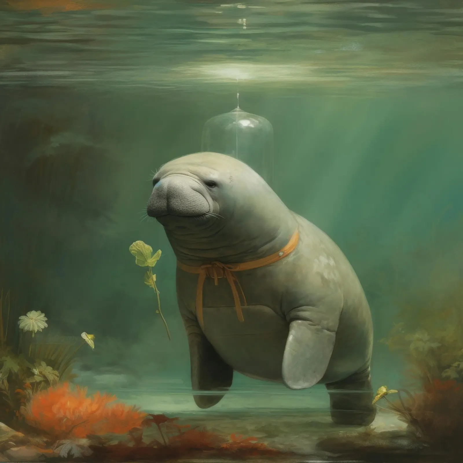 Manatee minimale 3 pellicola backlit da Minimal Animal Art