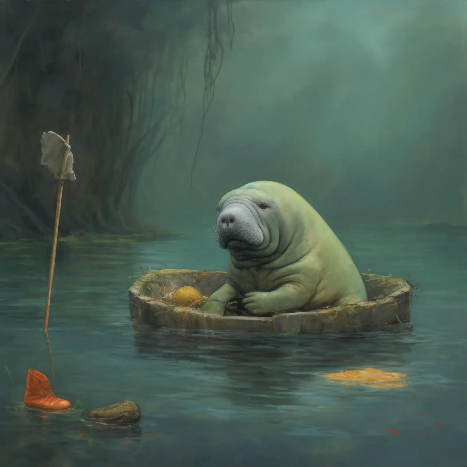 Manatee minimale 4 pellicola backlit da Minimal Animal Art