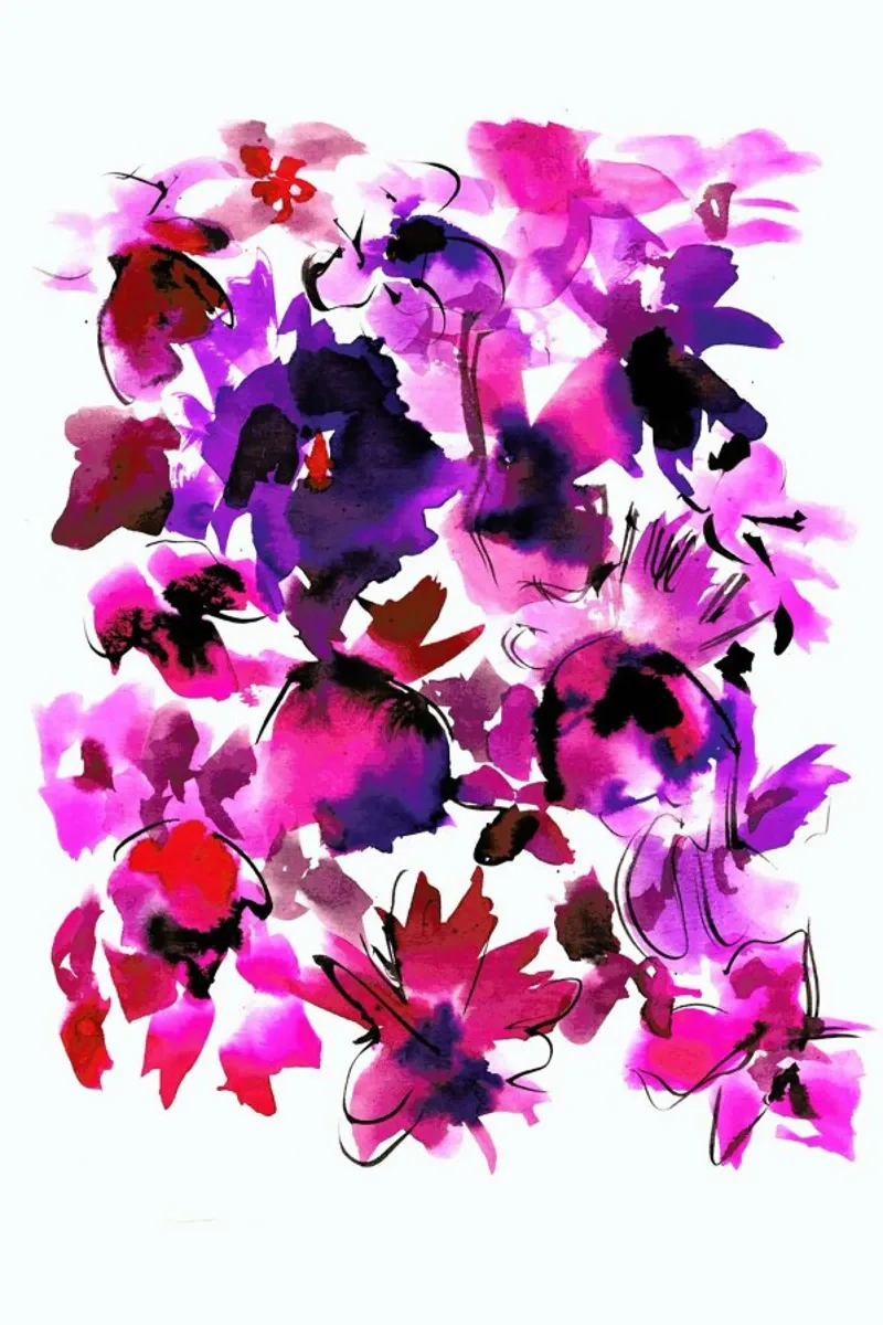 Sara Pink Floral poster con telaio in plastica da Amy Sia