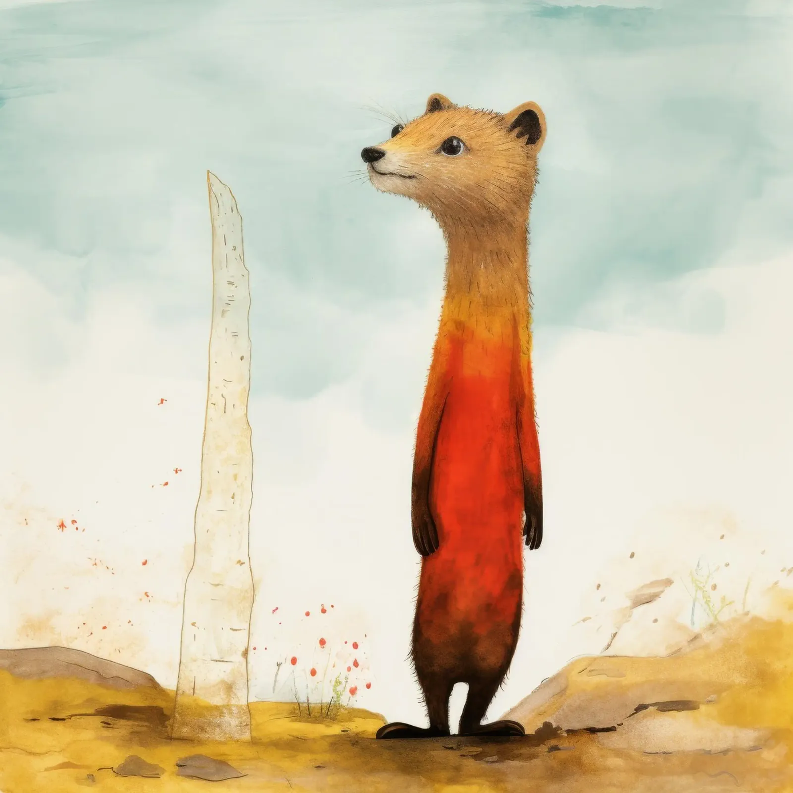 Minimal Mongoose 1 canvas by Minimal Animal Art