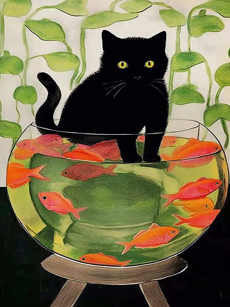 Henri Matisse Goldfish and Black Cat poster by Peaches Art Prints