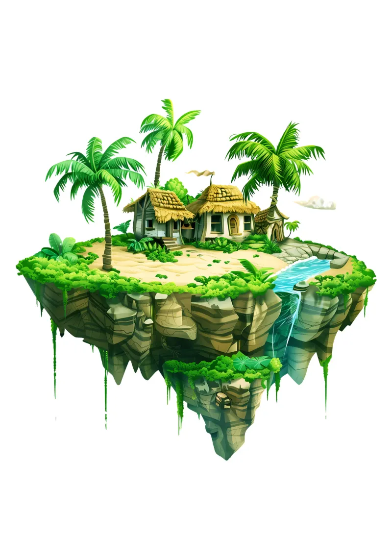 Floating Fantasy Island Trending Now canvas with Floater frame by Urban Life
