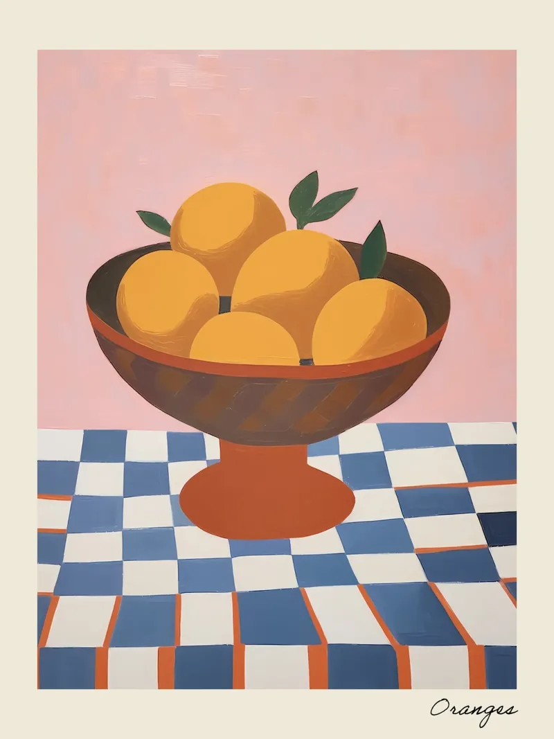 Oranges in a Bowl Kitchen Painting hahnemühle by Peaches Art Prints