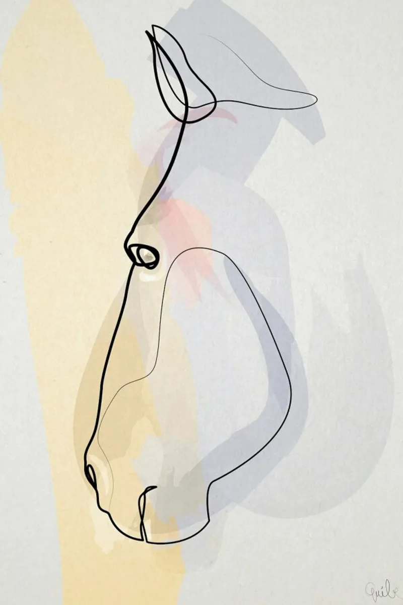 One Line Horse 1711 poster con telaio in legno da Quibe