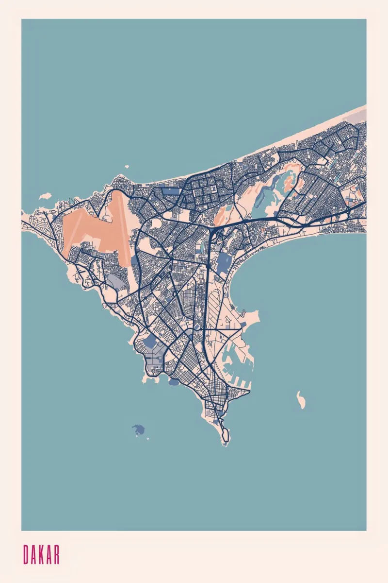 Dakar - L'Africa occidentale incontra il design poster con telaio in legno da MOOODZART