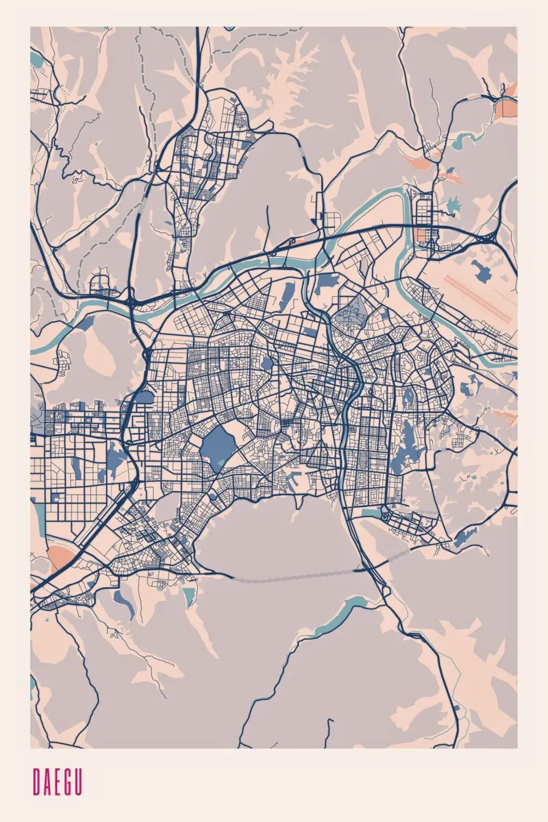 Daegu - metropolis between mountains canvas with Floater frame by MOOODZART