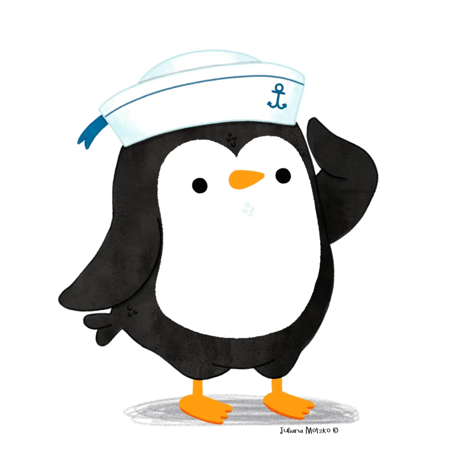 Pinguino marinaio poster con telaio in plastica da julianamotzko