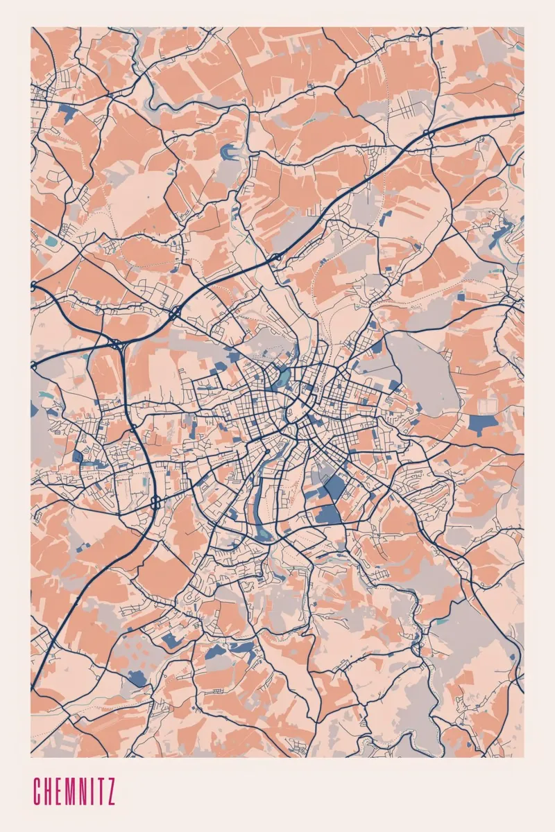 Mappa della città di Chemnitz plexiglass da MOOODZART