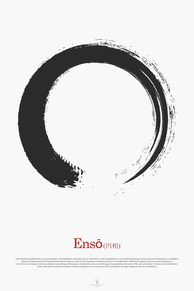 Enso Circle Meditation Wall Art Poster 円相 Karma Meditation canvas with Floater frame by Chagatai Art
