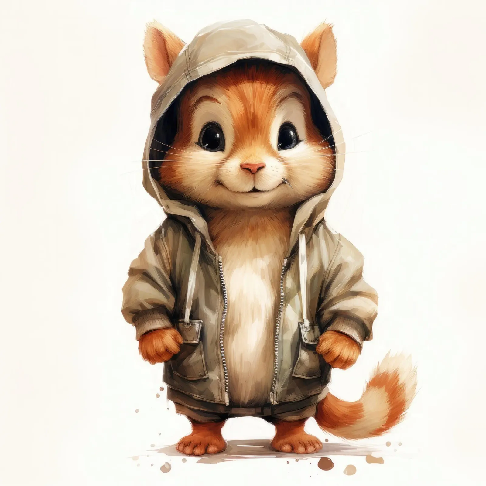 Cartone animato acquerello Chipmunk in felpa con cappuccio pellicola backlit da Animal Portraits