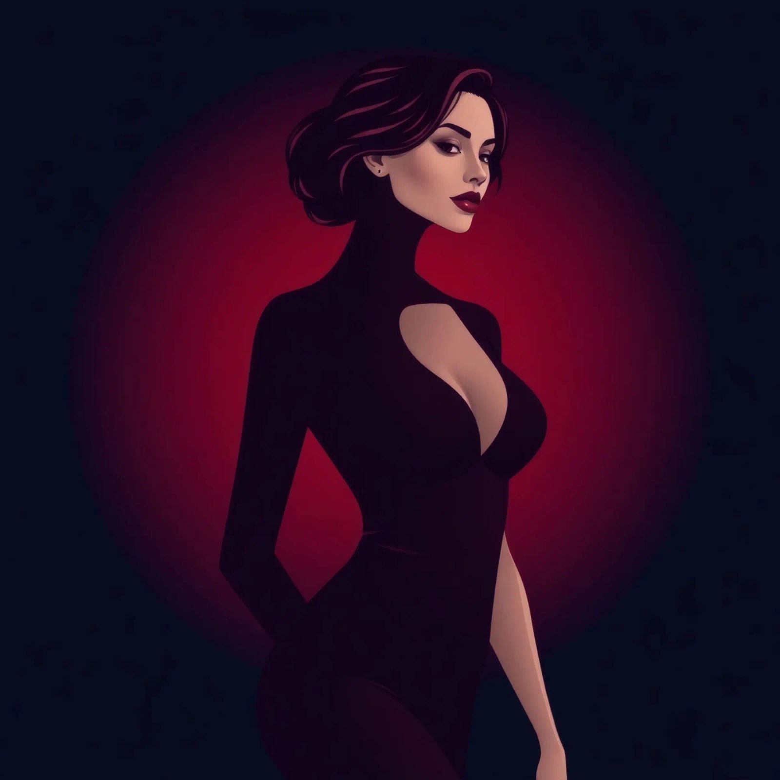 Elegante Frau in elegantem schwarzen Outfit posiert Poster von DesignDoodle