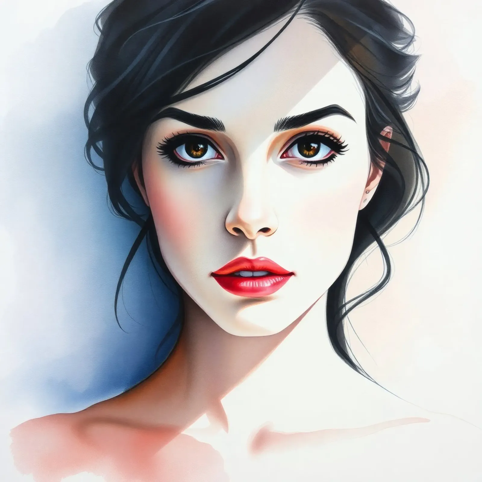 Mooi portret van een jonge vrouw met fascinerende ogen canvas van DesignDoodle