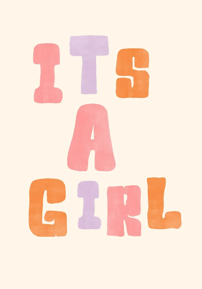 It’s a Girl! | Bright & Joyful Baby Announcement Print pellicola backlit da PrintCessStudio