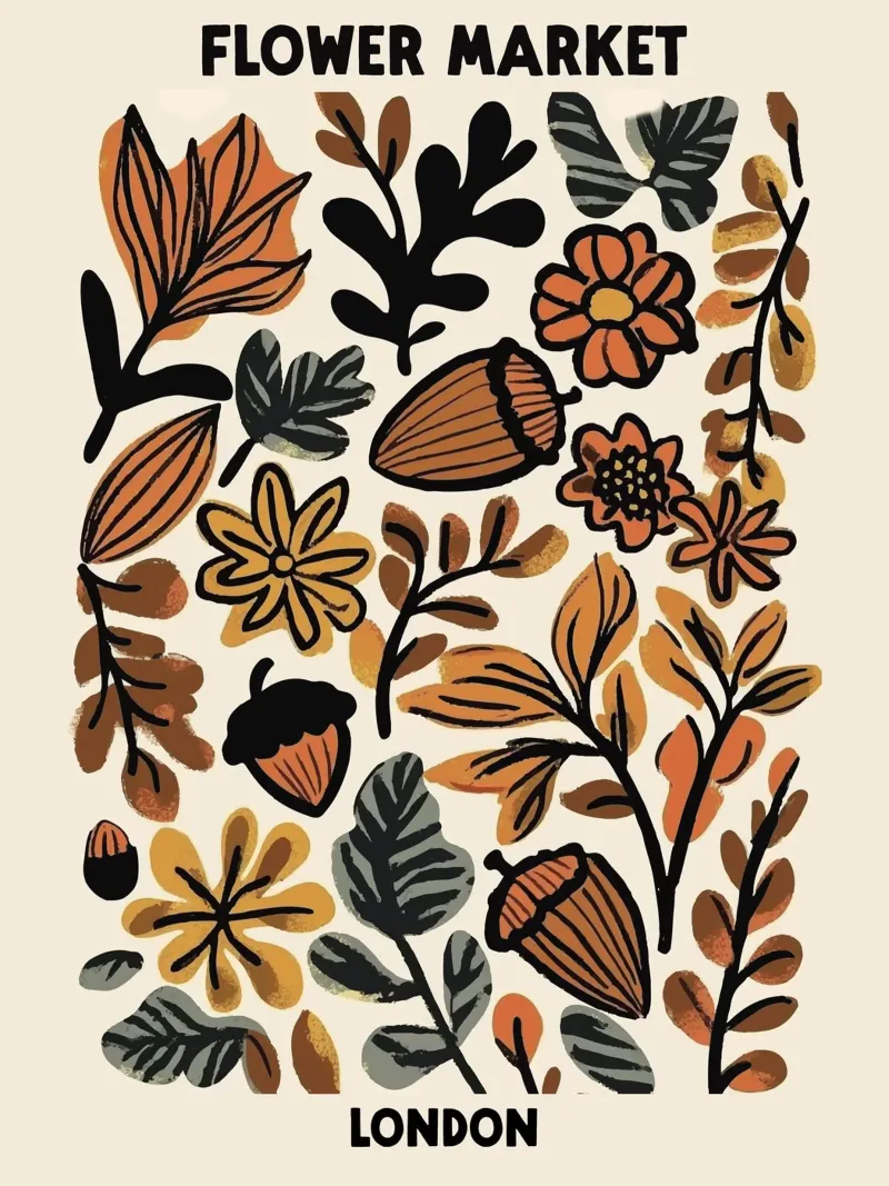 Mercato dei fiori, Londra, Inghilterra, Autunno, Illustrazione carta hahnemühle da Peaches Art Prints