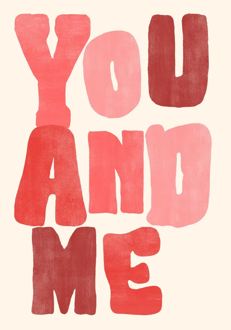 You & Me | Bold Red Love Print pellicola backlit da PrintCessStudio