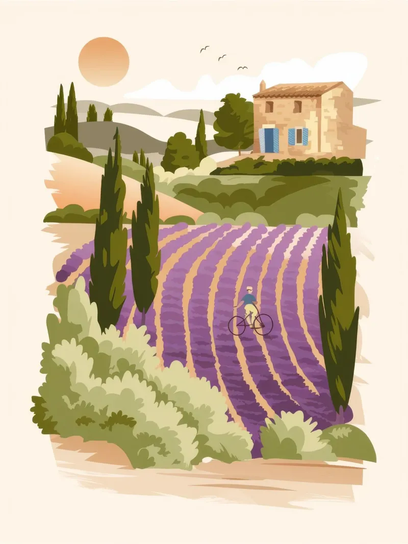 Campi di lavanda poster con telaio in alluminio da Artie Shifa