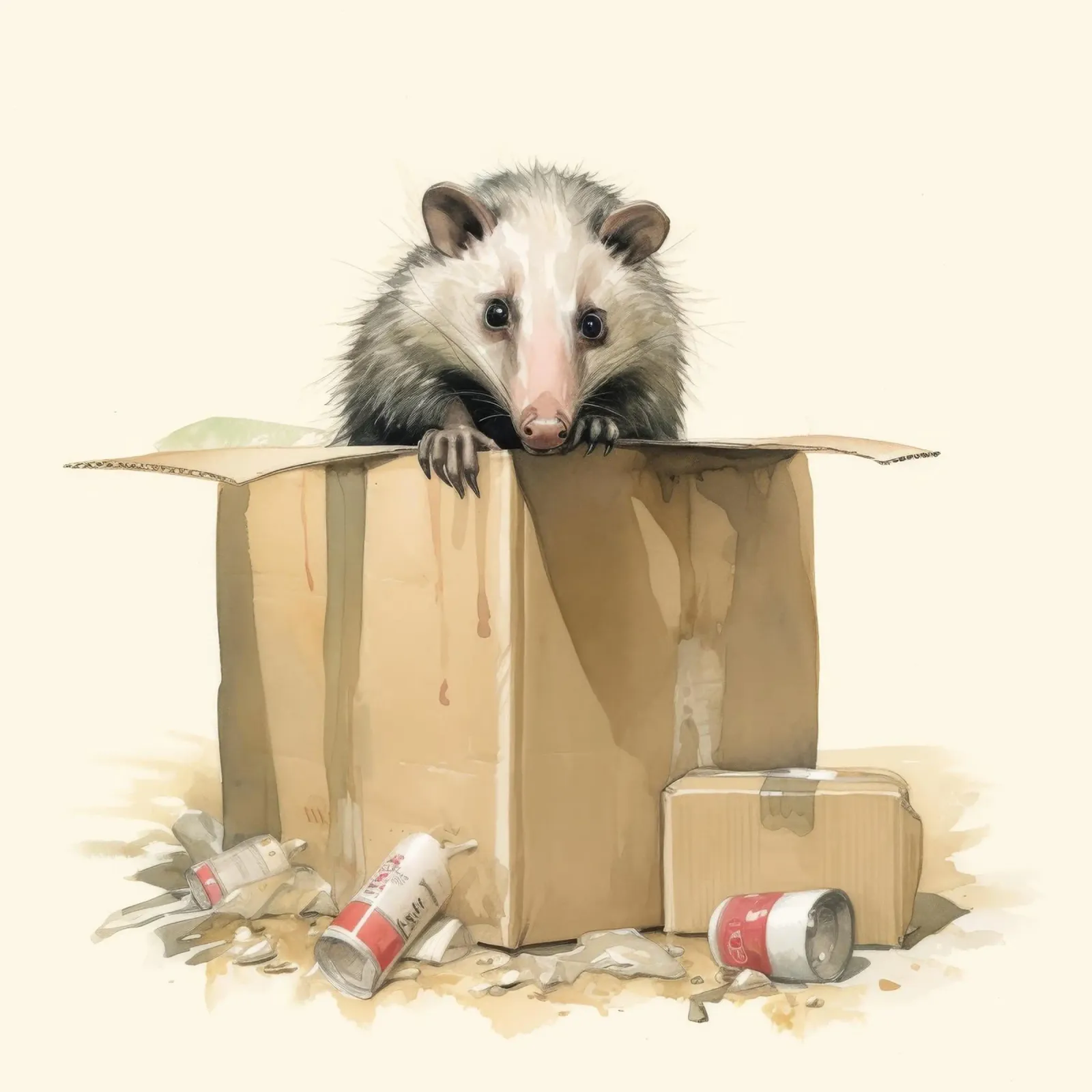 Opossum minimo 2 carta hahnemühle da Minimal Animal Art