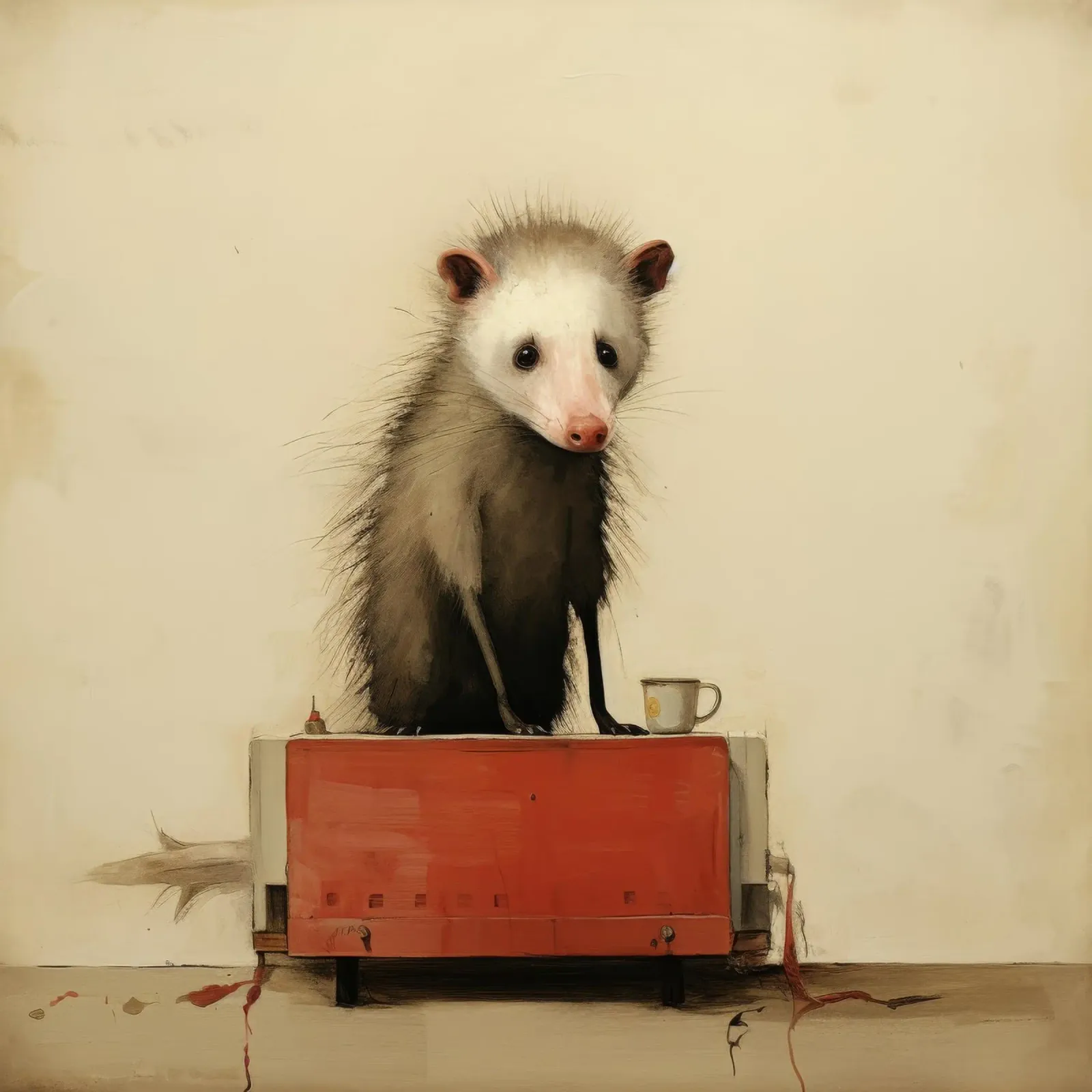 Opossum minimo 3 pellicola backlit da Minimal Animal Art