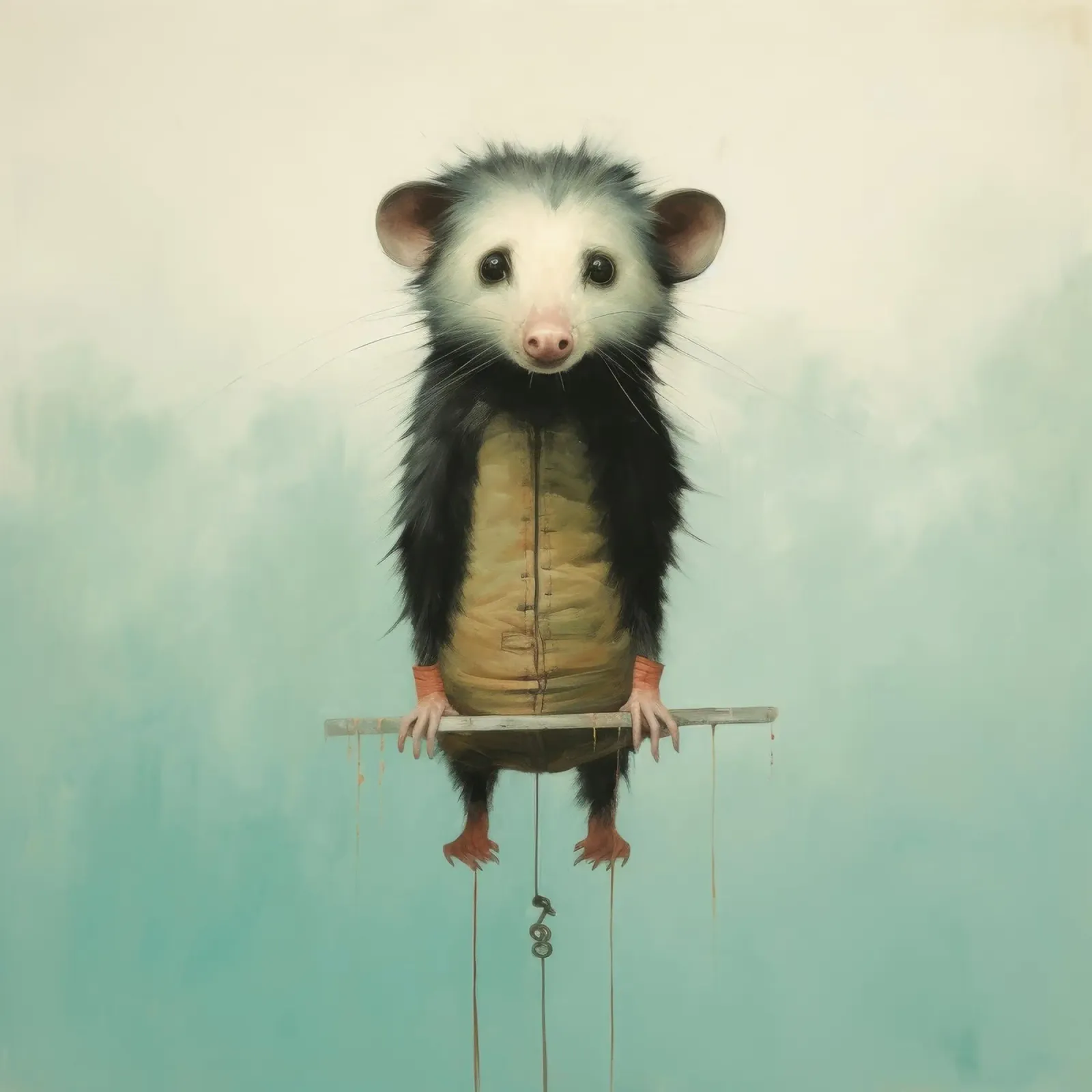 Opossum minimo 4 pellicola backlit da Minimal Animal Art