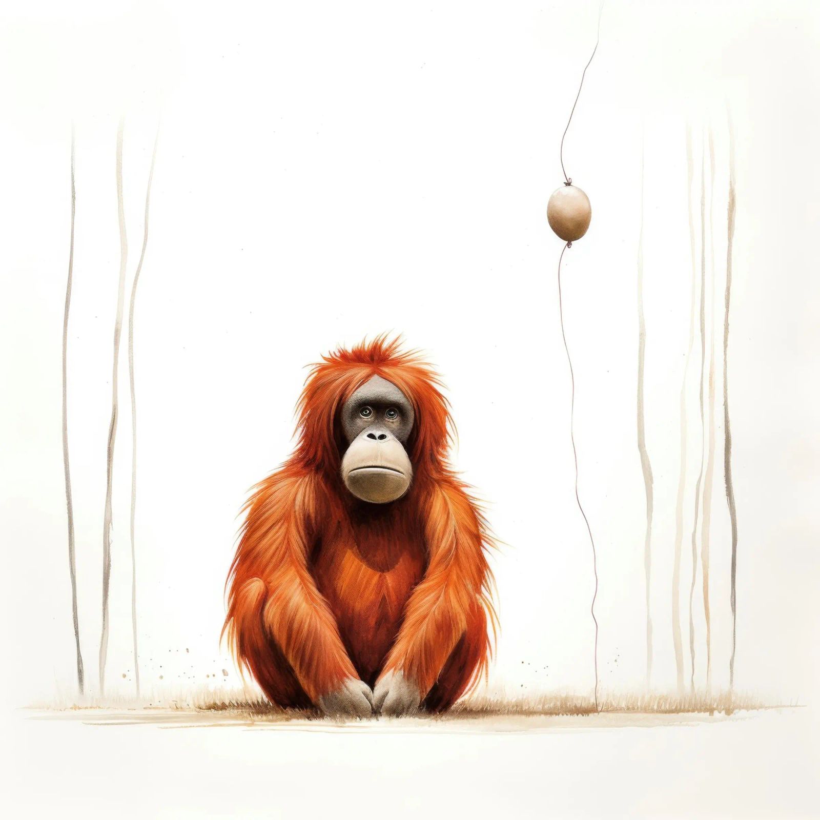 Orangutan minimo 2 pellicola backlit da Minimal Animal Art