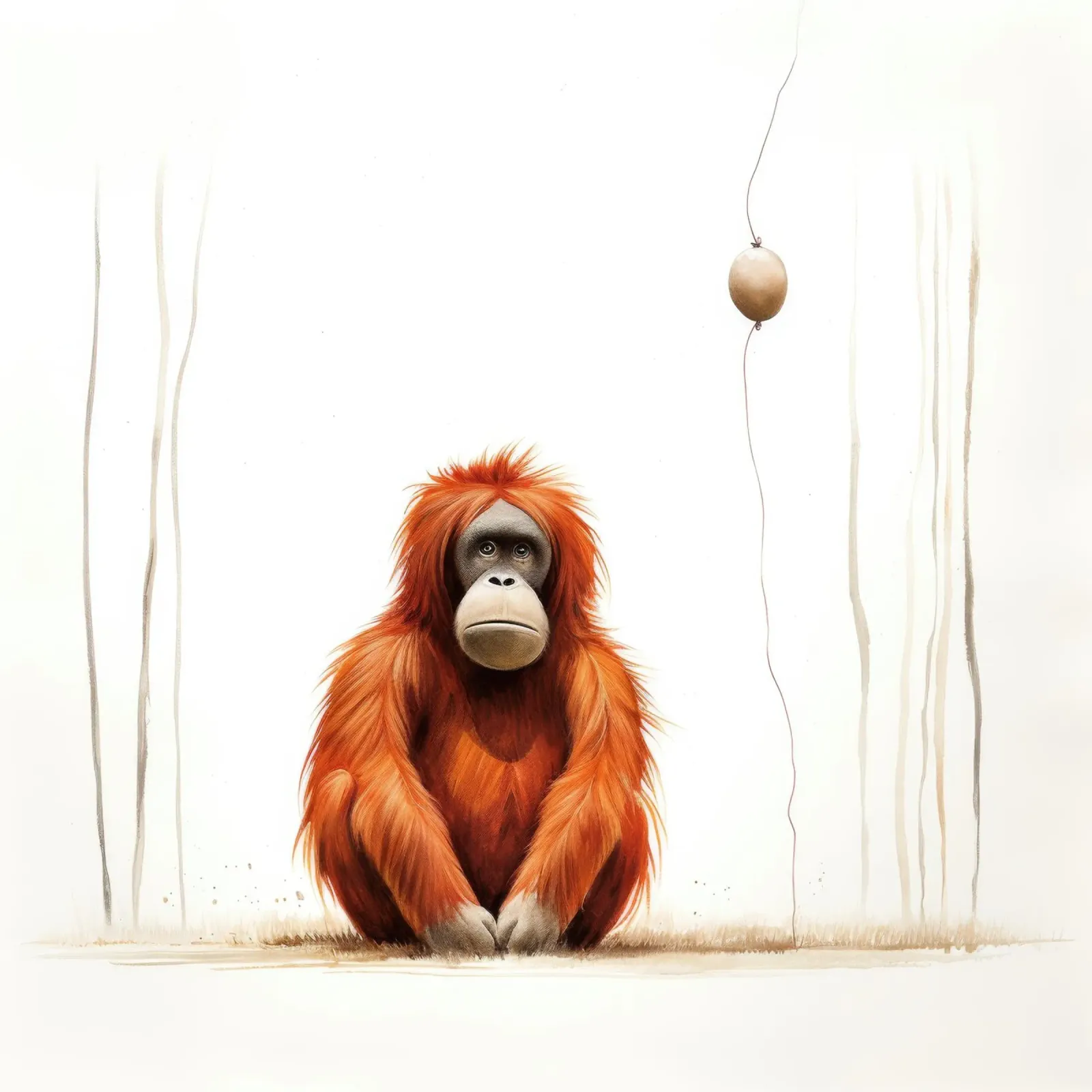 Orangutan minimo 2 pellicola backlit da Minimal Animal Art