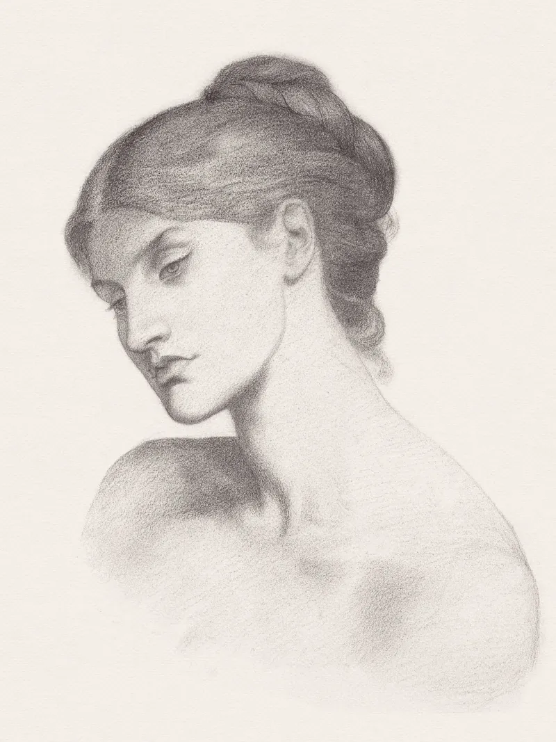 Woman Portrait Sketch poster con telaio in plastica da apoloprints