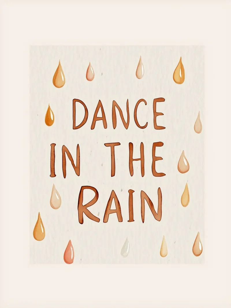 Murale boho per bambini - Danza sotto la pioggia poster con telaio in plastica da KidzStudio