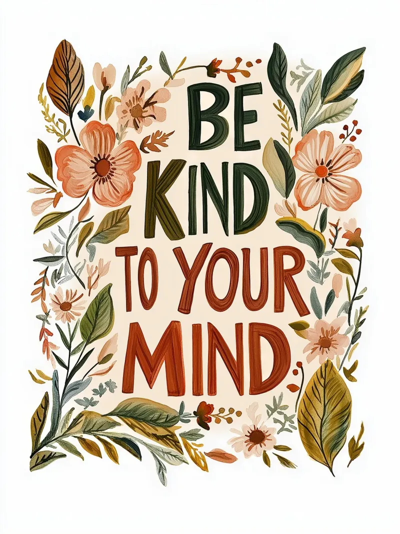 Be Kind to Your Mind - Mindfulness poster poster with wooden frame by KidzStudio