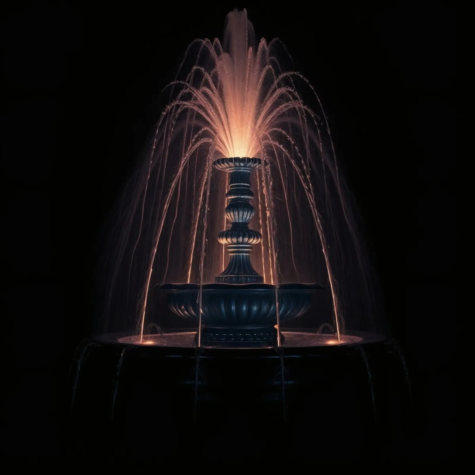 Drammatica fontana d'acqua illuminata di notte pellicola backlit da DesignDoodle
