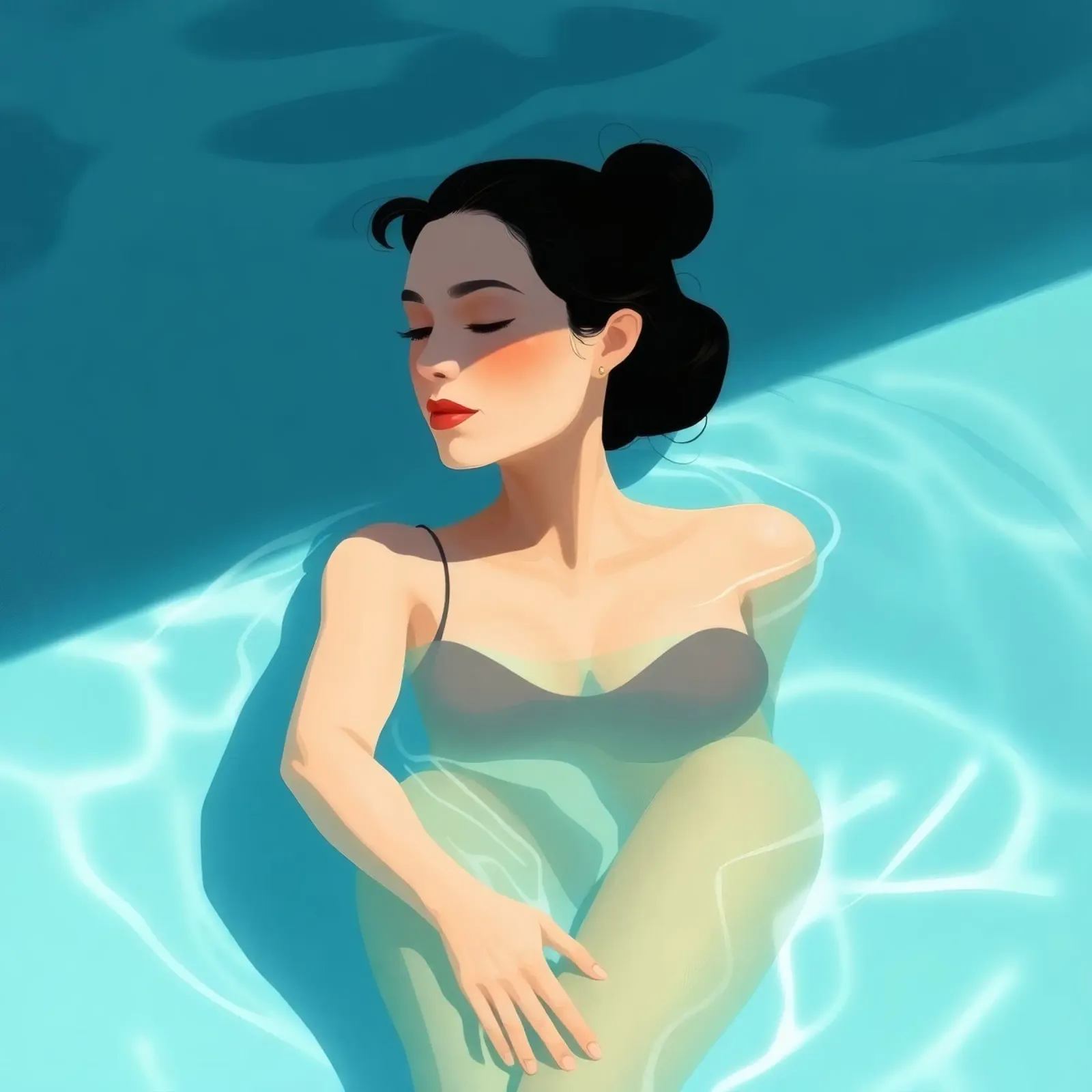 Relaxing moment in a refreshing pool on a sunny day canvas by DesignDoodle