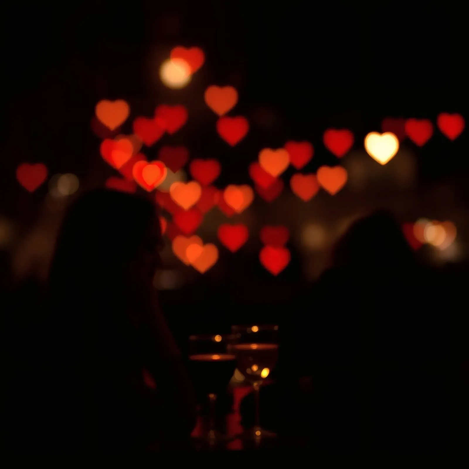 Romantic evening with heart-shaped lights in the background canvas by DesignDoodle