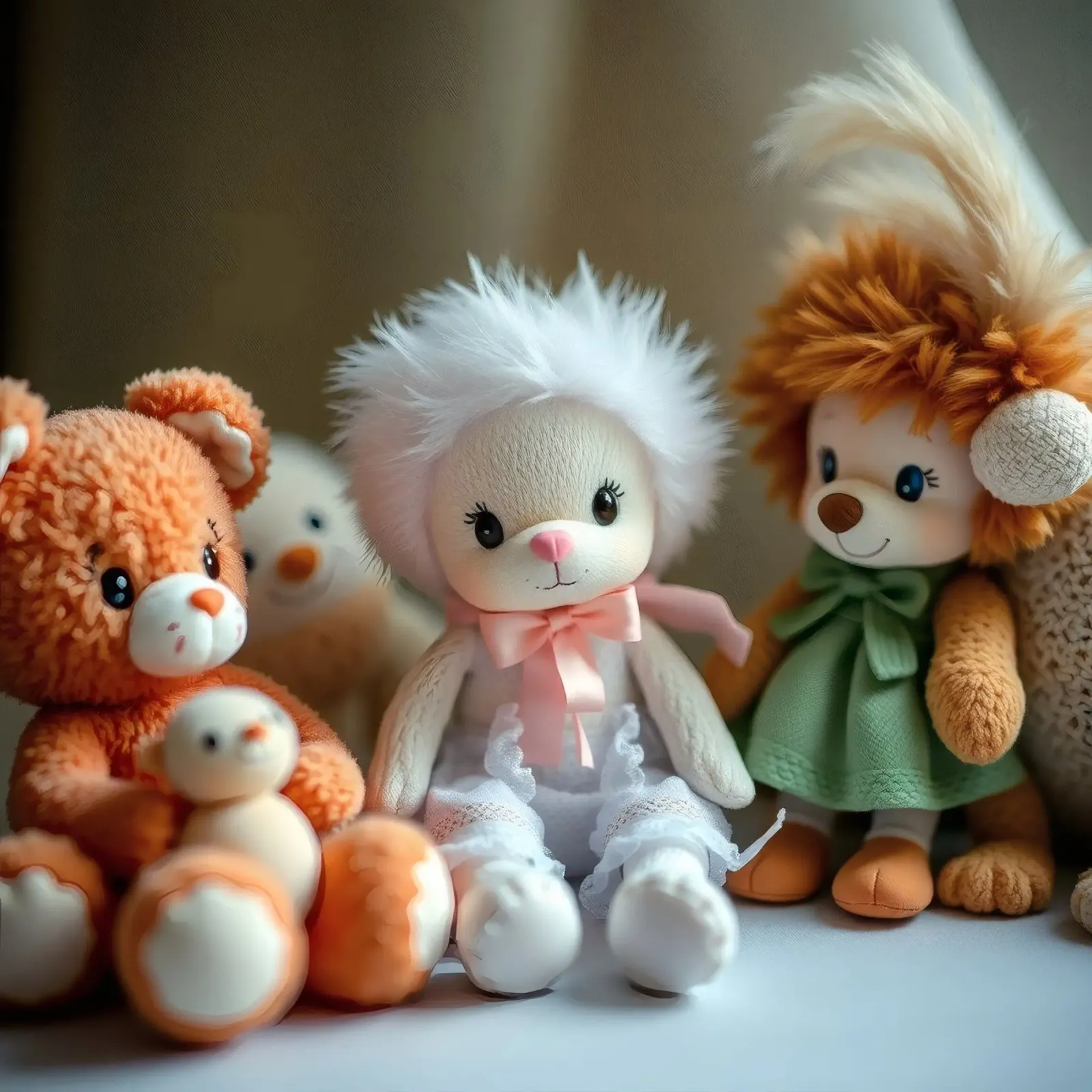 Peluche morbidi e colorati raccolti in un'accogliente stanza interna pellicola backlit da DesignDoodle