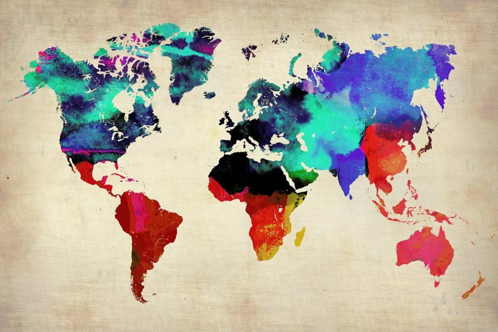 World Watercolor Map poster de Naxart