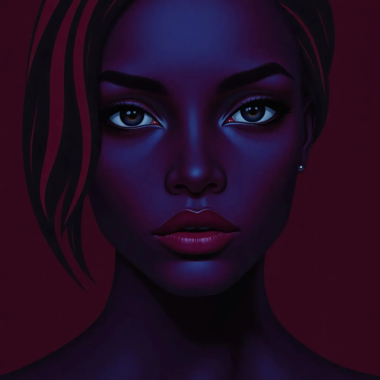 Portrait of a striking figure with deep hues in a captivatin canvas by DesignDoodle